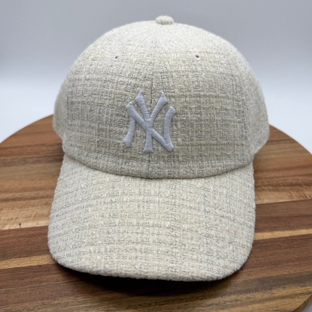 47 Brand New York Yankees Clean Up Hat Cream Woolen Boucle Adjustable Cap 2164